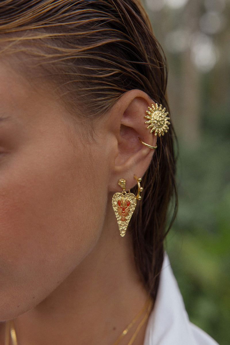 Lobster Love Earring Gold Plated