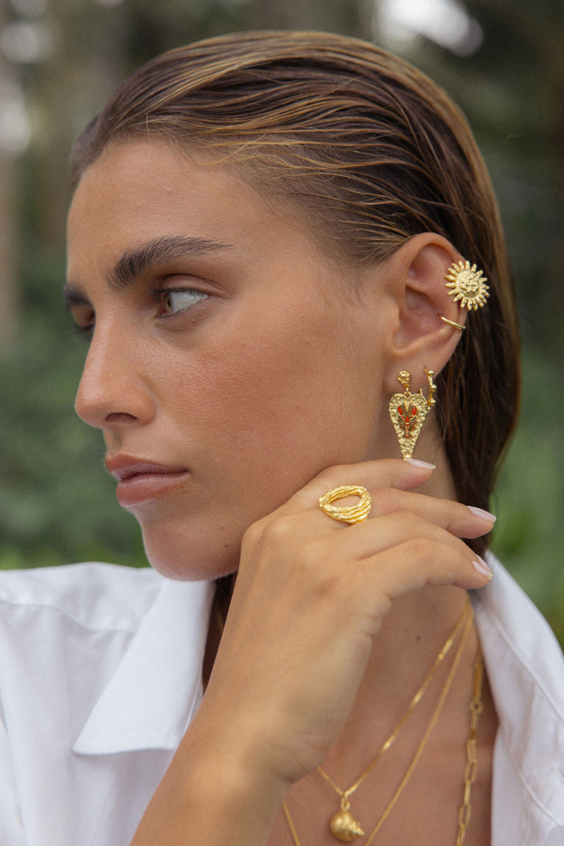 Lobster Love Earring Gold Plated