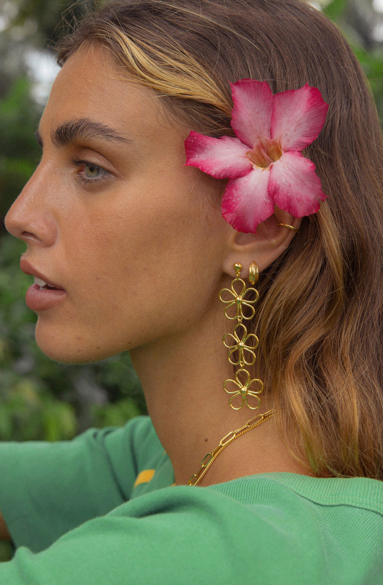 Flores Earring Gold Plated