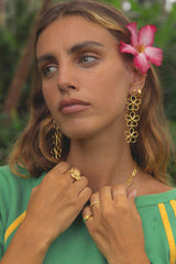 Flores Earring Gold Plated