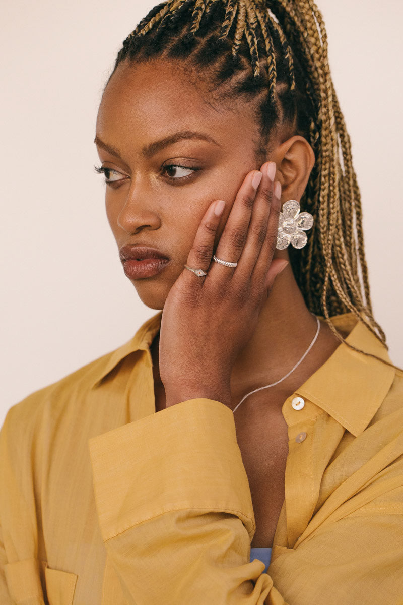 Sunlit Signet Pinky Ring Silver