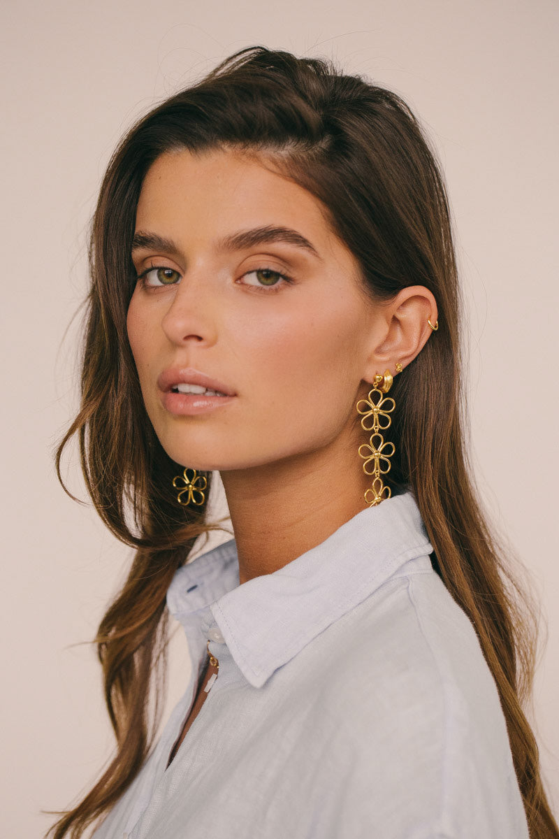 Flores Earring Gold Plated
