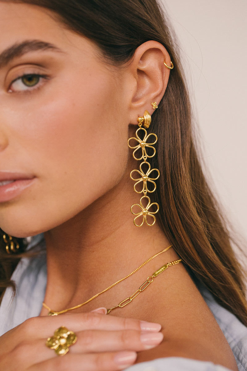 Flores Earring Gold Plated