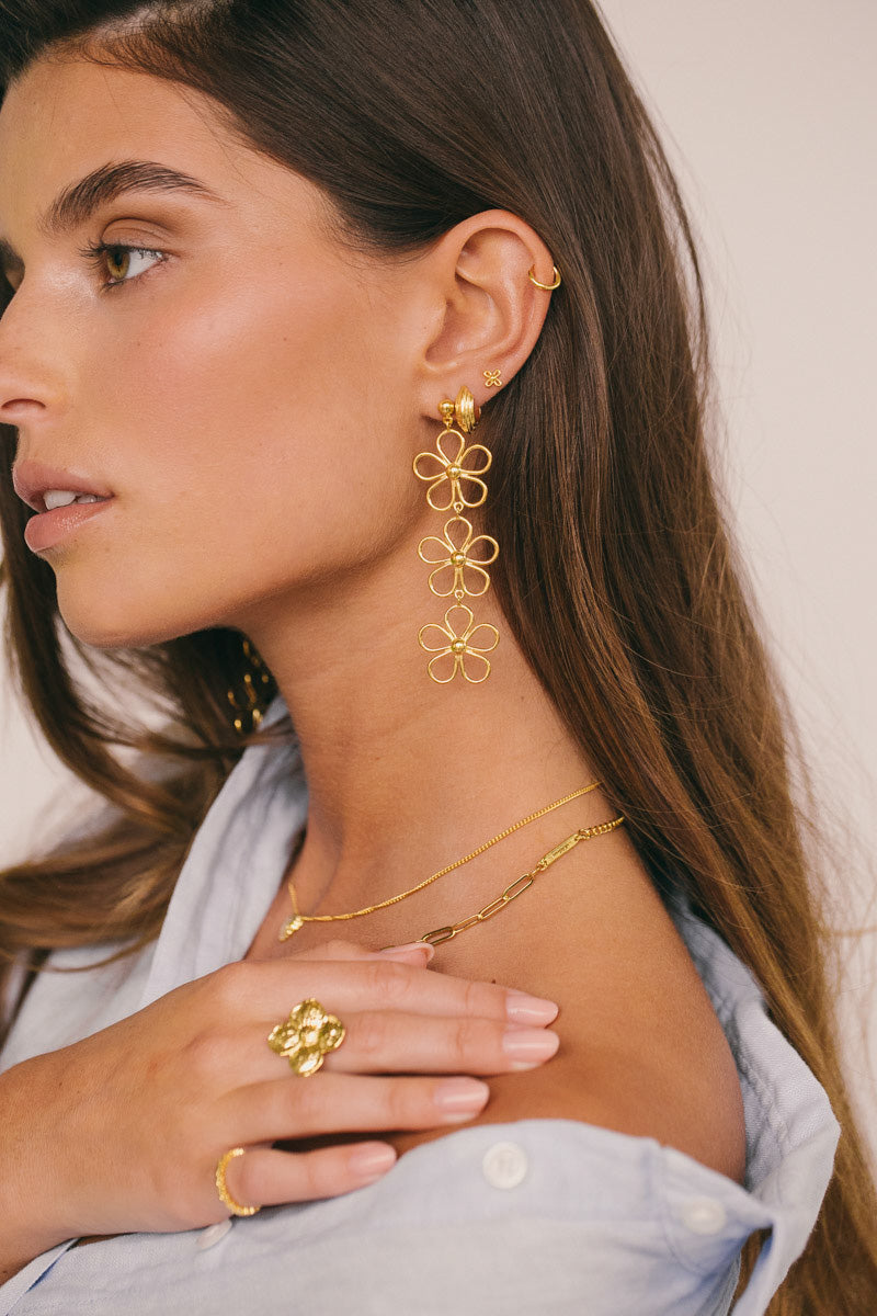 Flores Earring Gold Plated