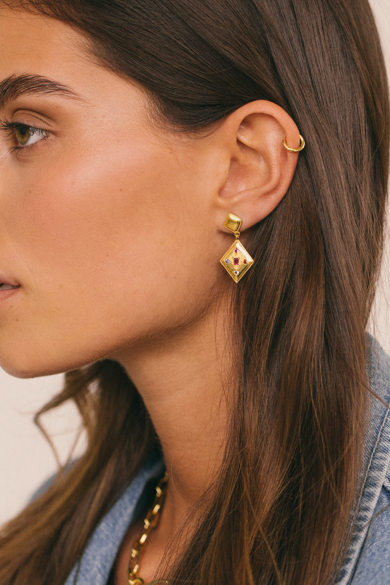 Double Spade Earring Gold Plated