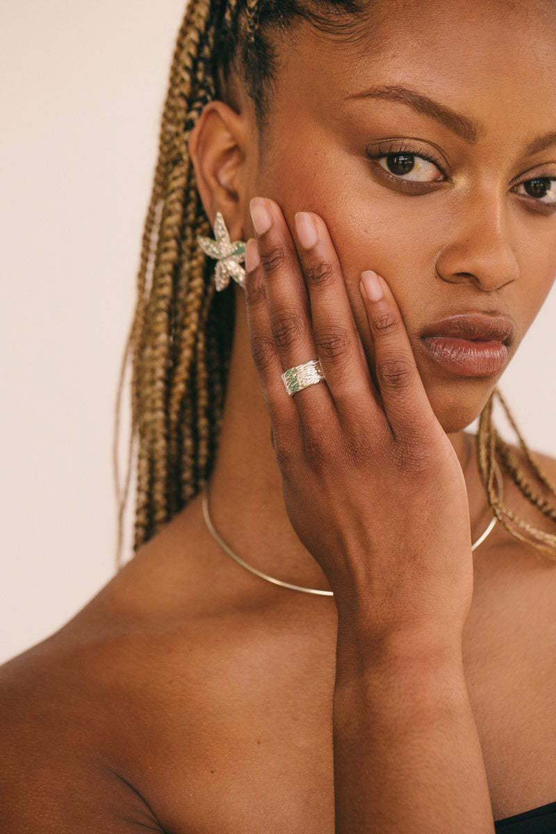 Hammered Horizon Ring Silver