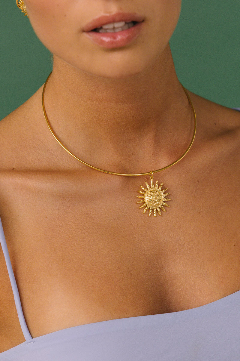 Sunburst necklace gold plated