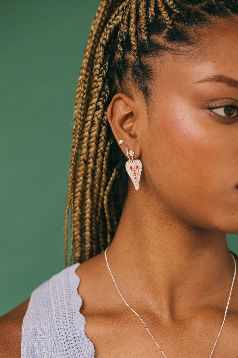 Lobster Love Earring Silver