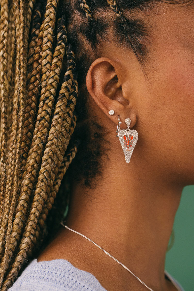 Lobster Love Earring Silver