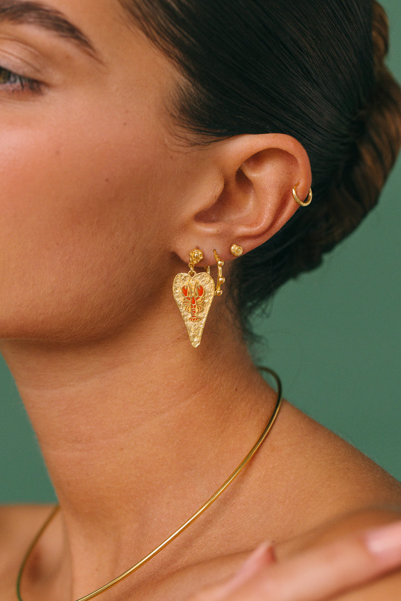 Lobster Love Earring Gold Plated