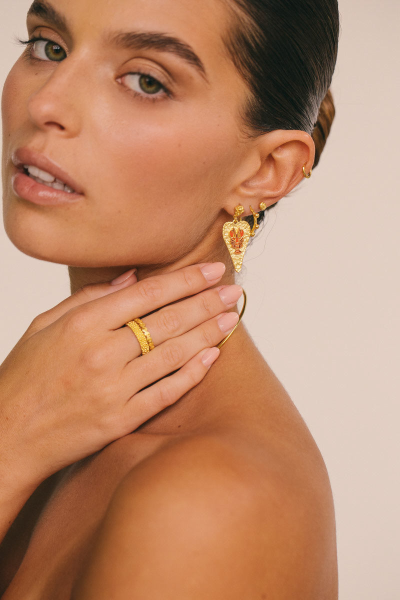 Lobster Love Earring Gold Plated