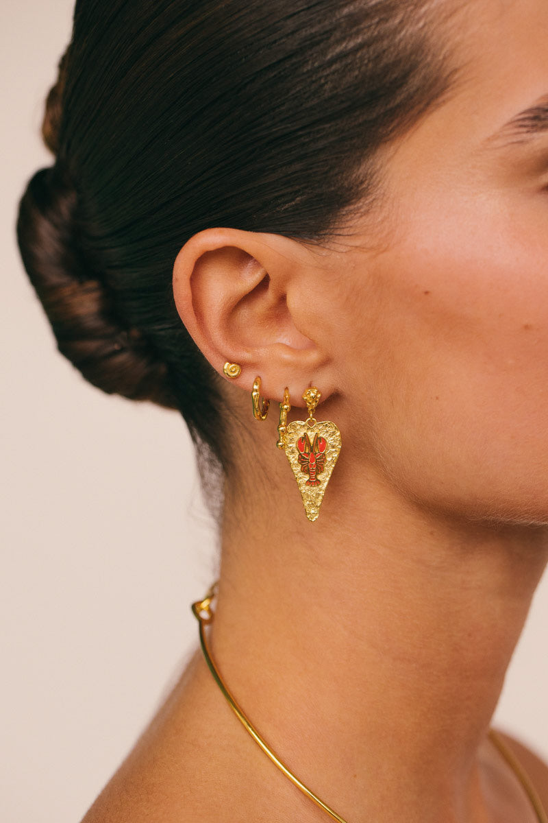 Lobster Love Earring Gold Plated