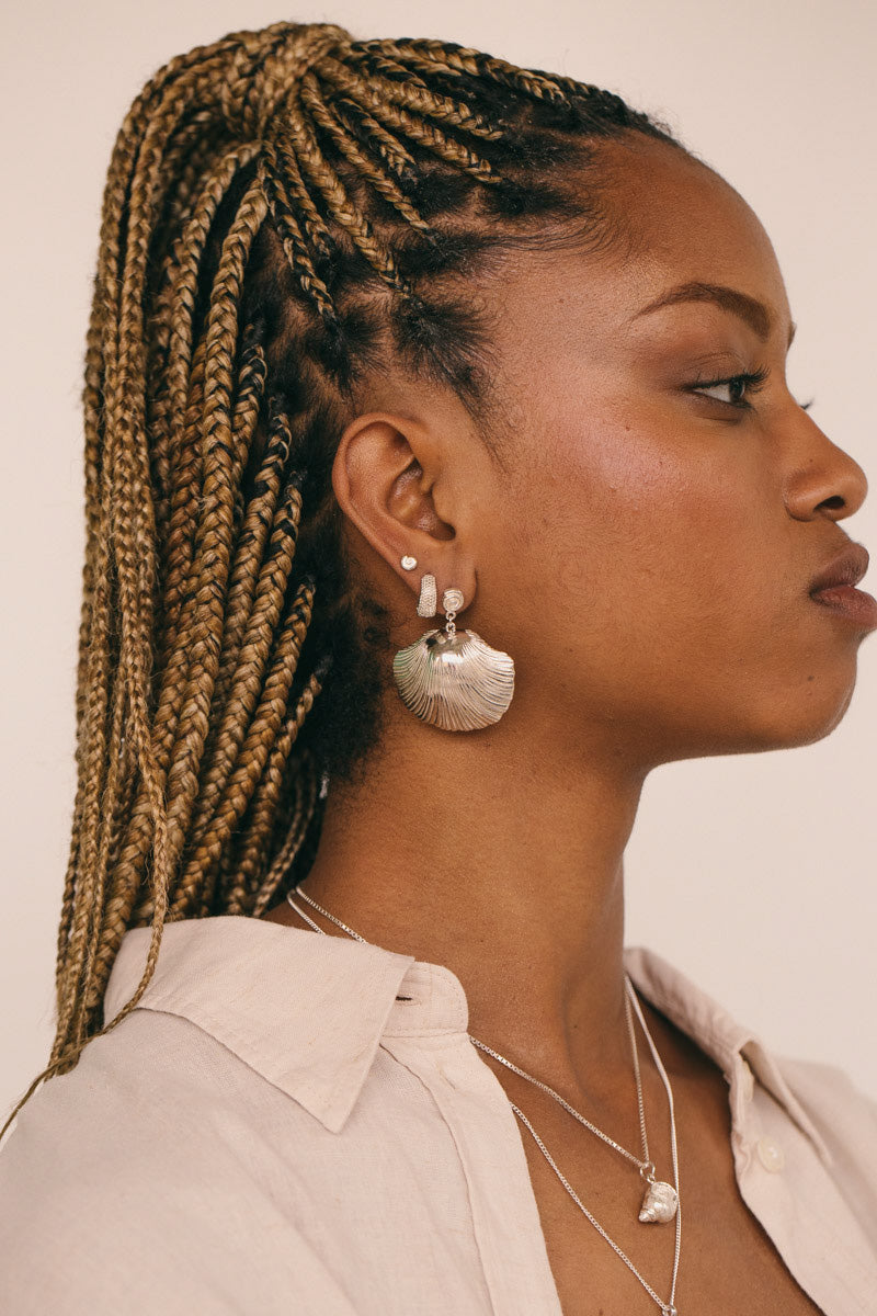 Ocean Swirl Stud Silver