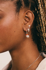 Crown Shell Hoop Earring Silver