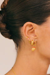 Crown Shell Hoop Earring Gold Plated