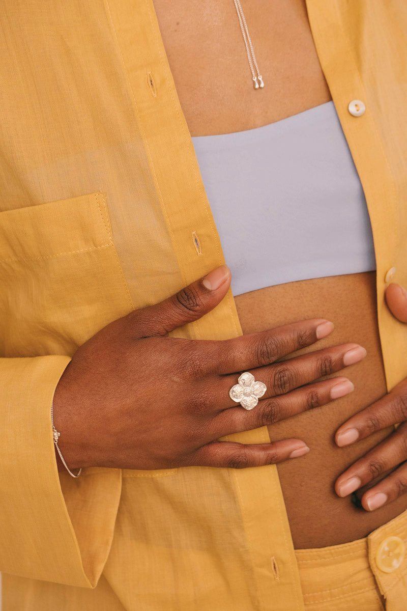 Big Flower Ring Silver