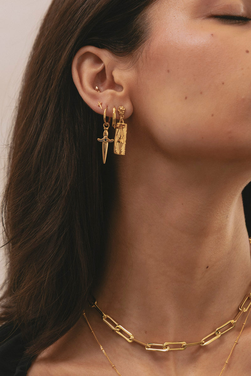 Sacred Sword Earrings Gold Plated