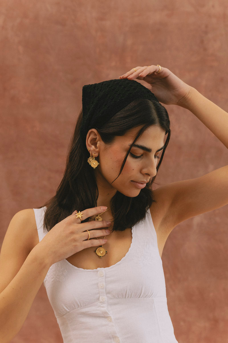 Heart Compass Earrings Gold Plated