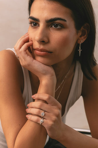 Heart Compass Pinky Ring Silver