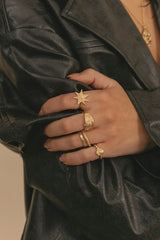 Heart Compass Pinky Ring Gold Plated