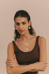 Heart Compass Necklace Silver