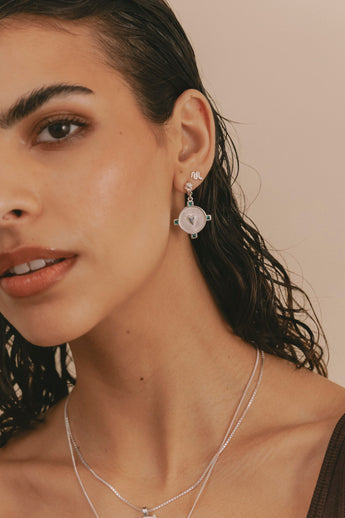 Heart Compass Earrings Silver