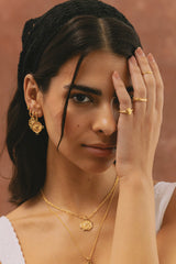 Heart Compass Pinky Ring Gold Plated