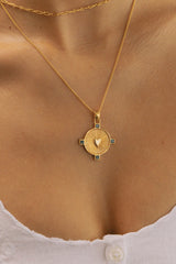 Heart Compass Necklace Gold Plated