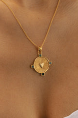 Heart Compass Necklace Gold Plated