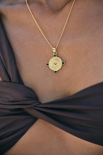 Heart Compass Necklace Gold Plated