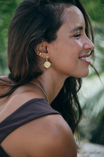 Heart Compass Earrings Gold Plated