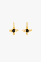 Timeless black stud earring gold plated 