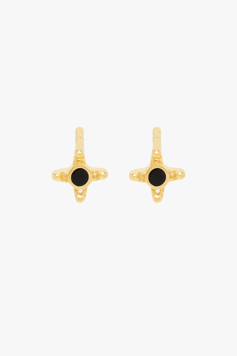 Timeless black stud earring gold plated 