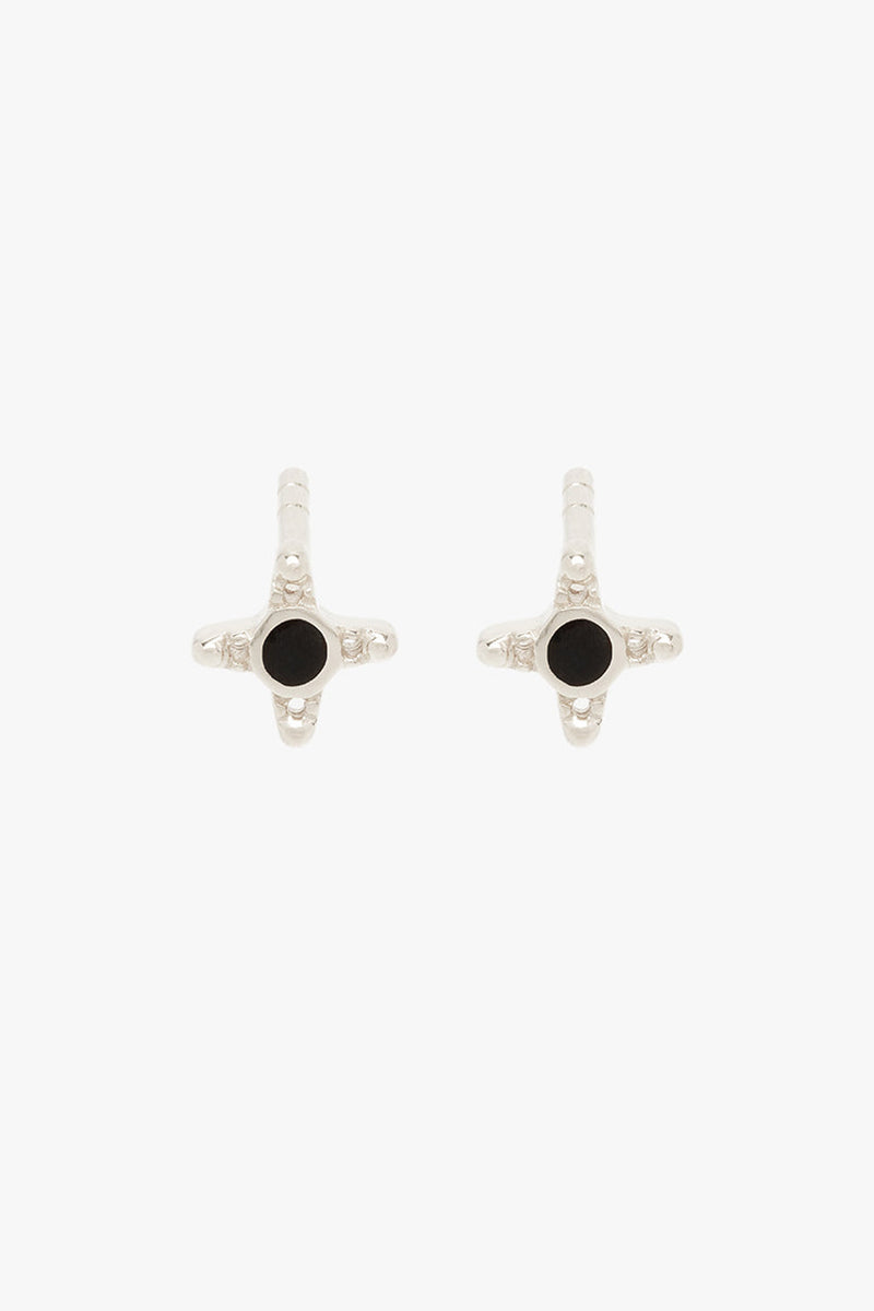Timeless black stud earring silver