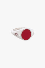 Carnelian color pinky ring silver