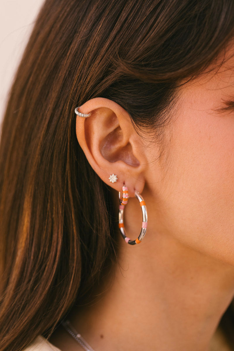 Classic Sunrise Hoop Silver