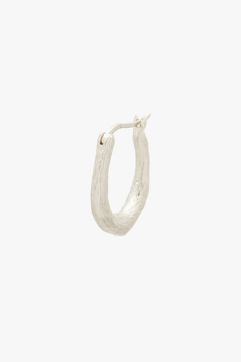 Organic Hammered Oval Hoop Silver (20 mm)