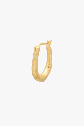 Organic Hammered Oval Hoop Gold Plated (15mm)