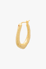 Organic Hammered Oval Hoop Gold Plated (25mm)
