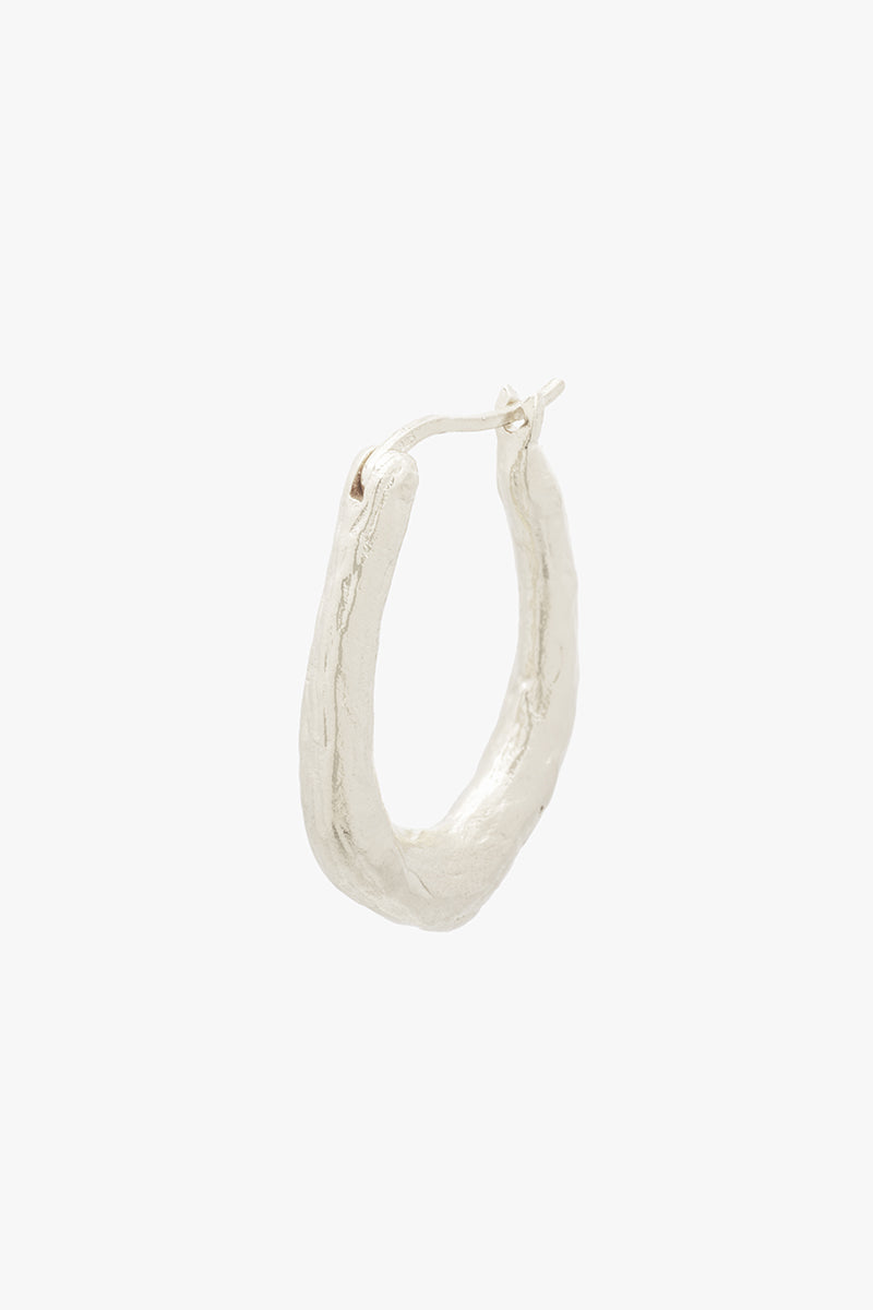 Organic Hammered Oval Hoop Silver (25mm)