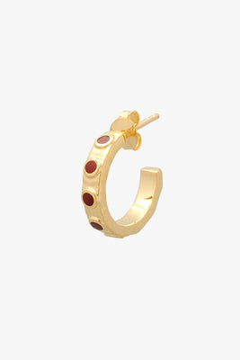 Red Detailed Hoop Gold Plated