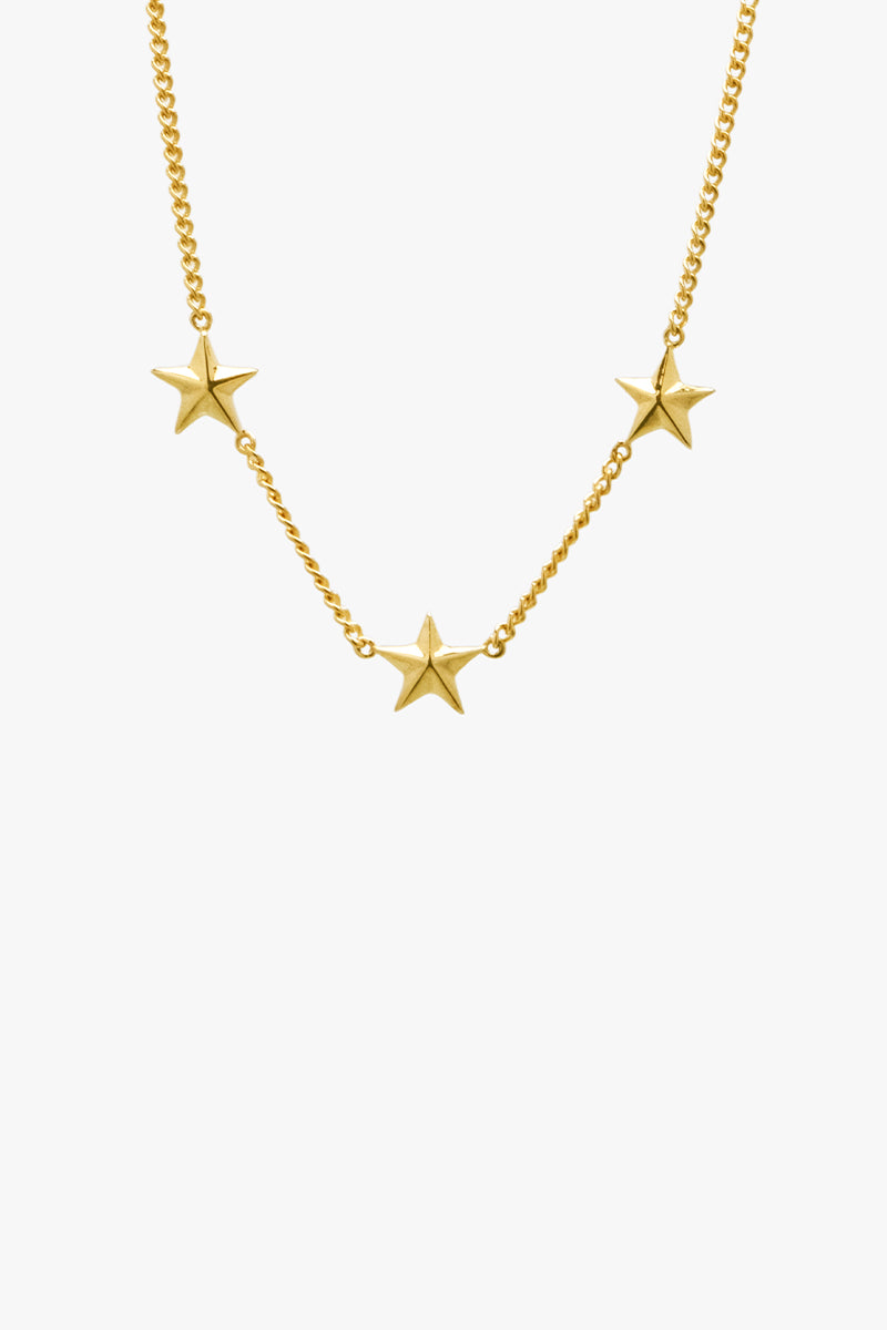 Triple Star Necklace Gold Plated