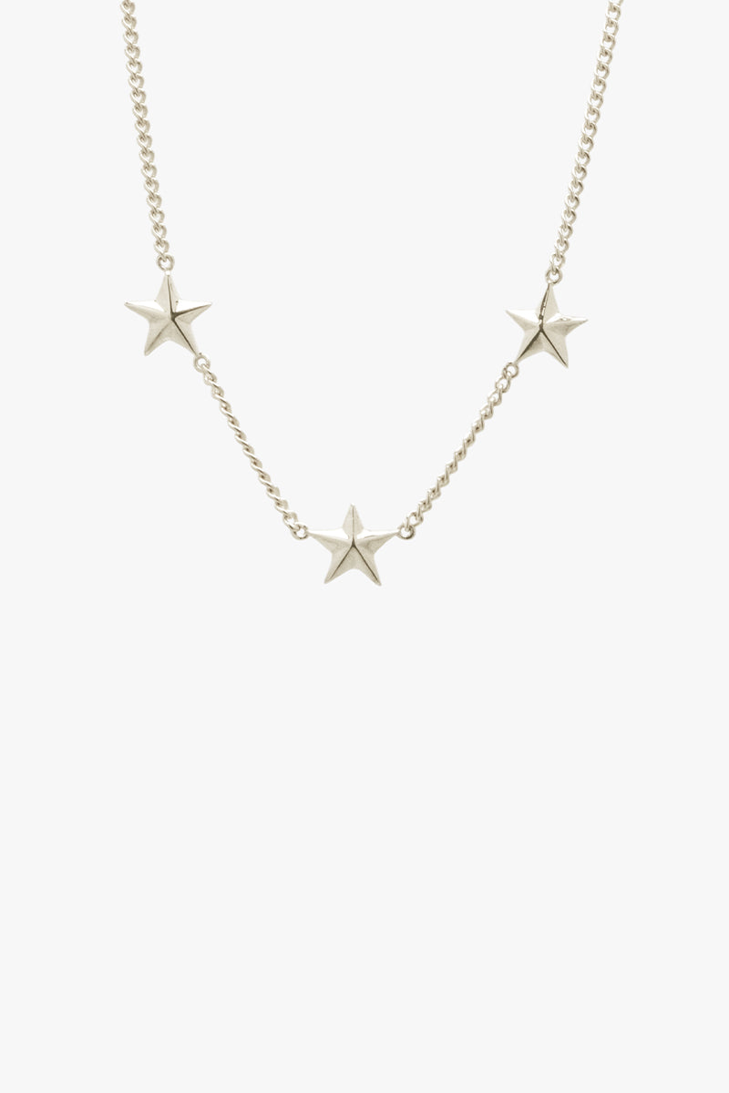 Triple Star Necklace Silver
