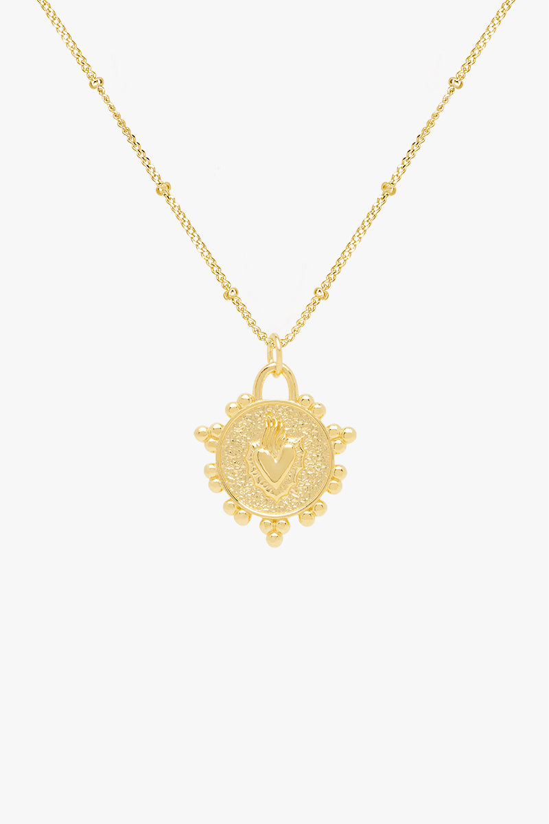 Flaming heart necklace gold plated 