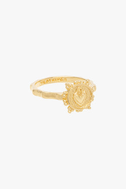 Flaming heart ring gold plated