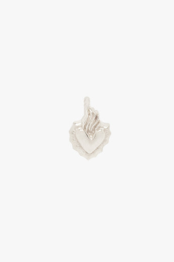 Flaming heart stud earring silver 