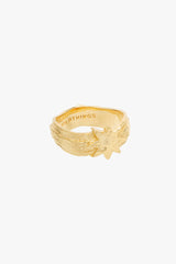 Hammered star pinky ring gold plated 