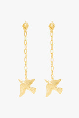Lucky swallow chain earring gold plated 