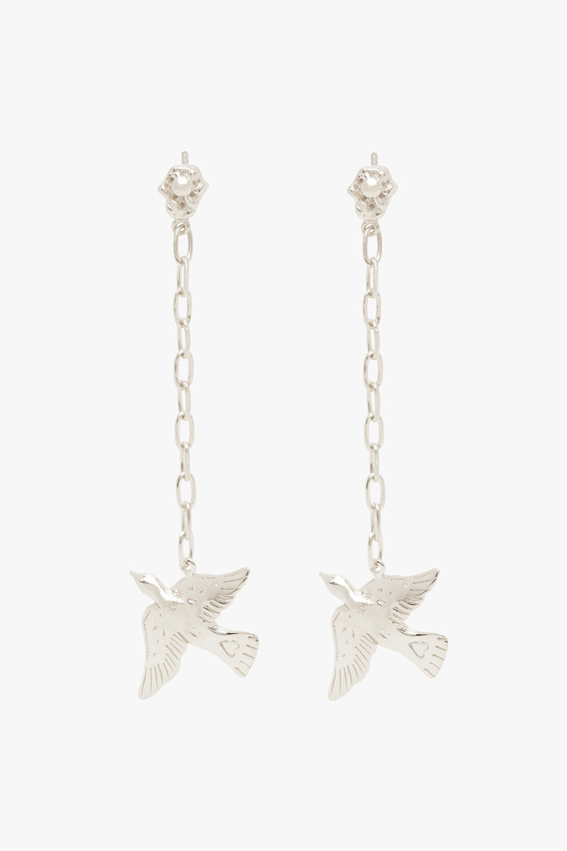 Lucky swallow chain earring silver
