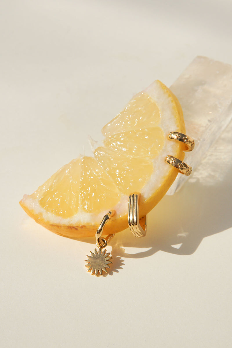 Textured Ovate Hoops Gold Plated (17mm)